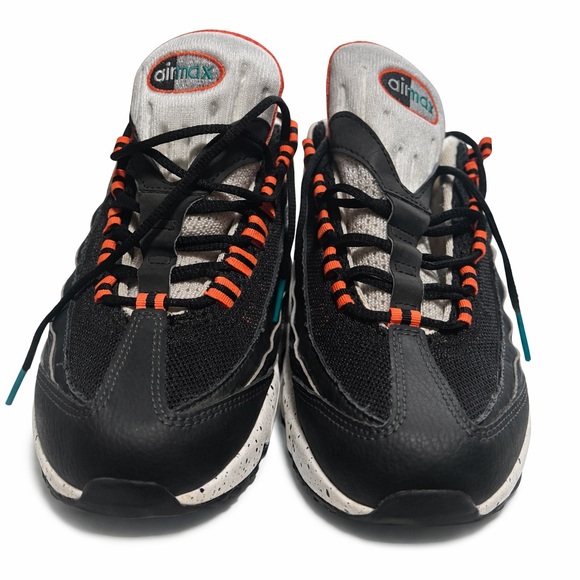 Nike Air Max 95 GS Black and Orange Sneakers- Size 6Y with Teal Accents - Picture 3 of 9